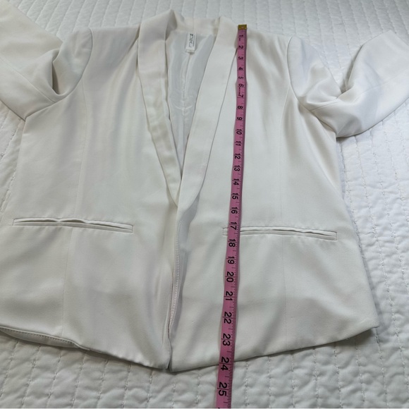 Mural Curve Open Front Shawl Collar Elegant Ivory Blazer - Picture 5 of 12
